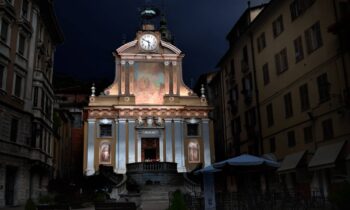 illuminazione mappata architetturale chiesa Mondovì