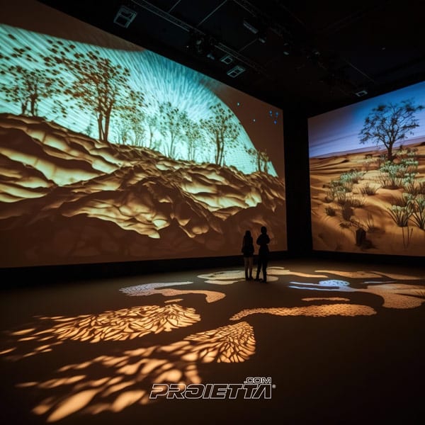 Projections immersives d'œuvres d'art dans les intérieurs de musées
