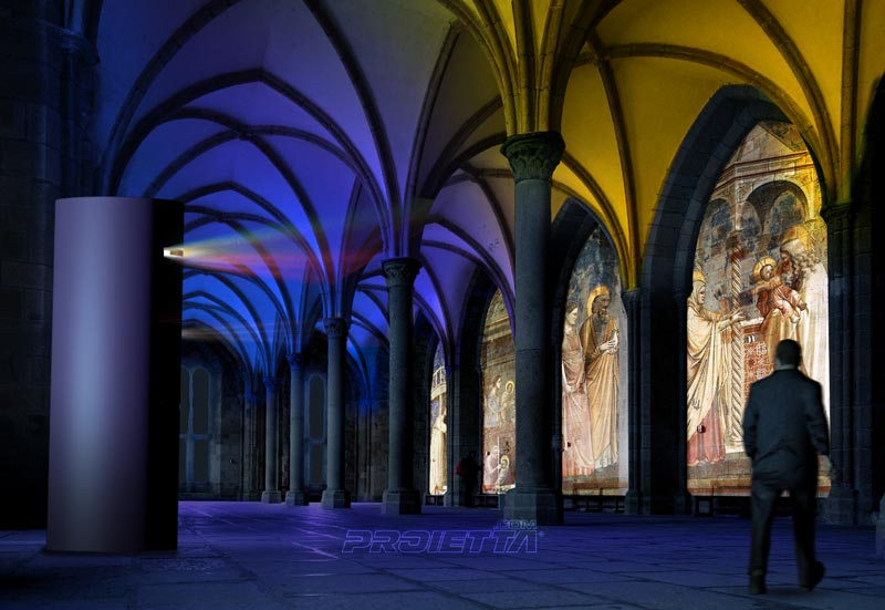 Totem d'intérieur - projections de fresques dans une église